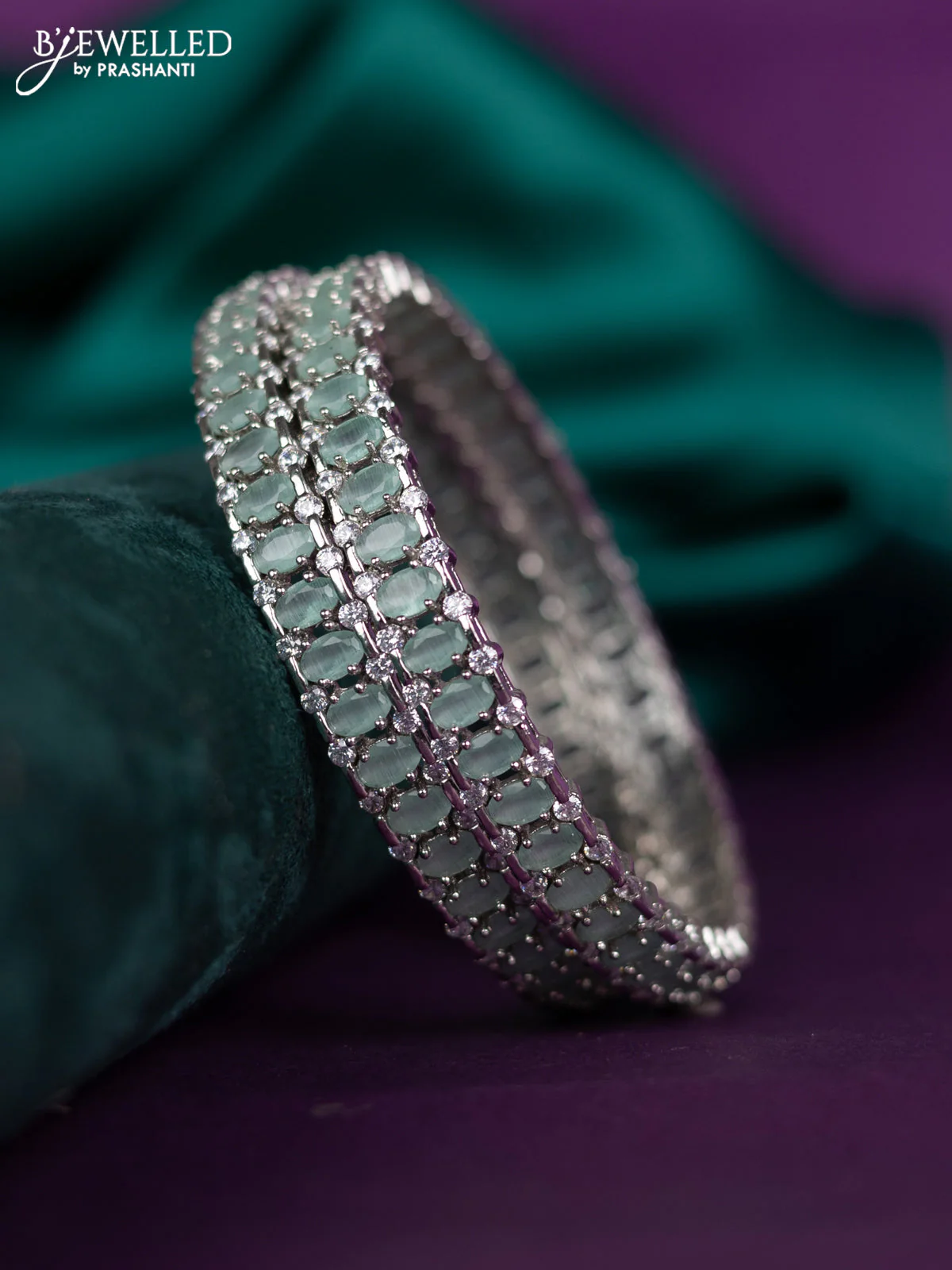 zircon bangle with pastel blue cz stones