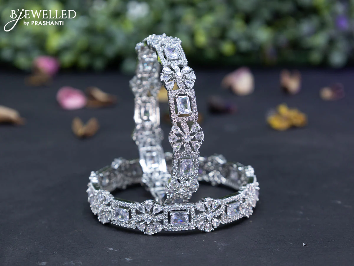 Zircon bangles floral design with cz stones - Image 2