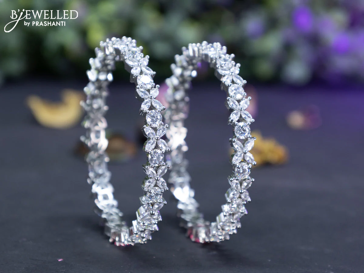 Zircon bangles floral design with cz stones - Image 2