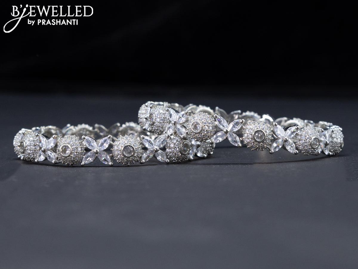 Zircon bangles floral design with cz stones