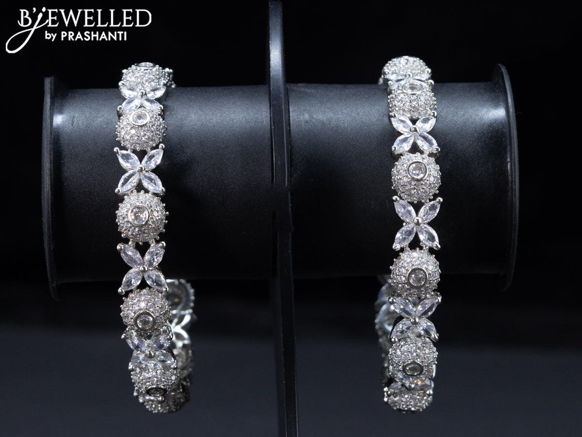Zircon bangles floral design with cz stones - Image 2