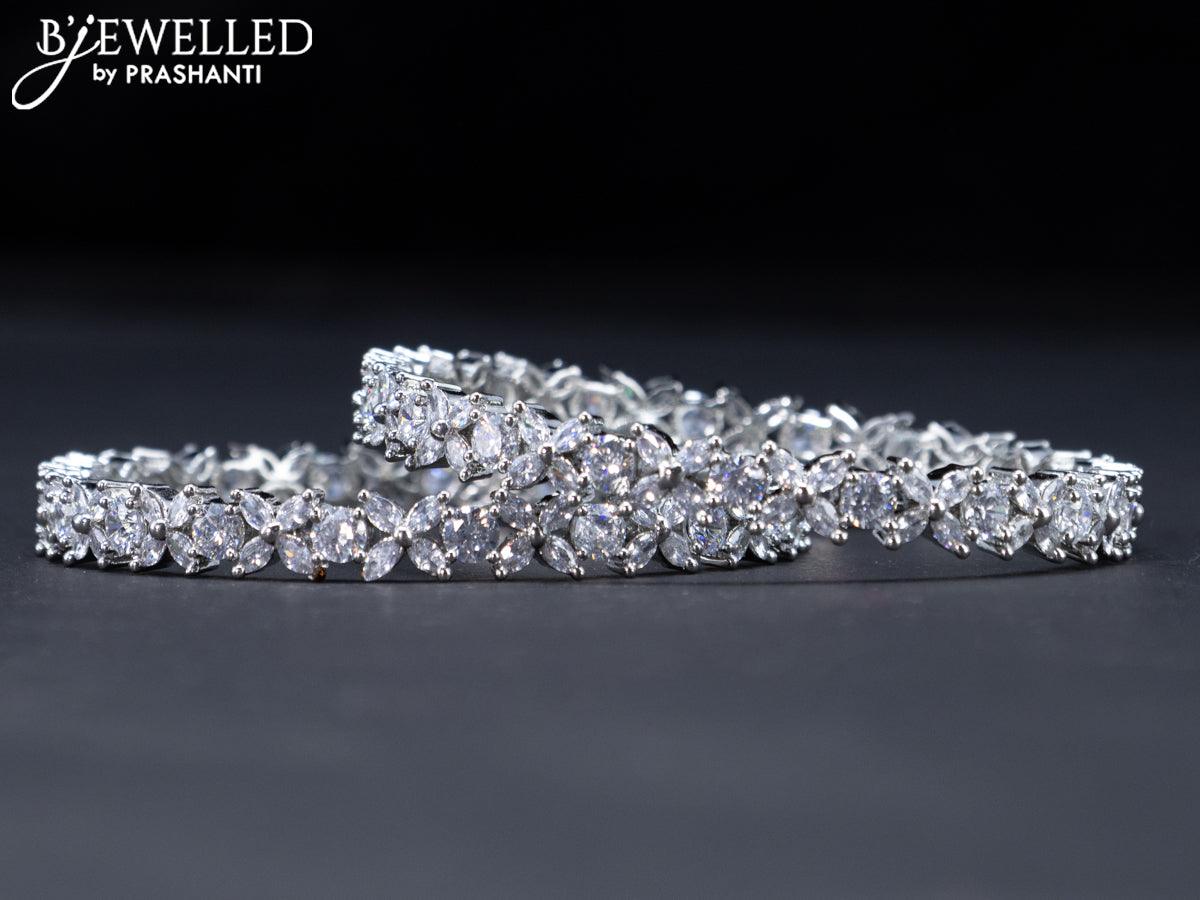 Zircon bangles floral design with cz stones