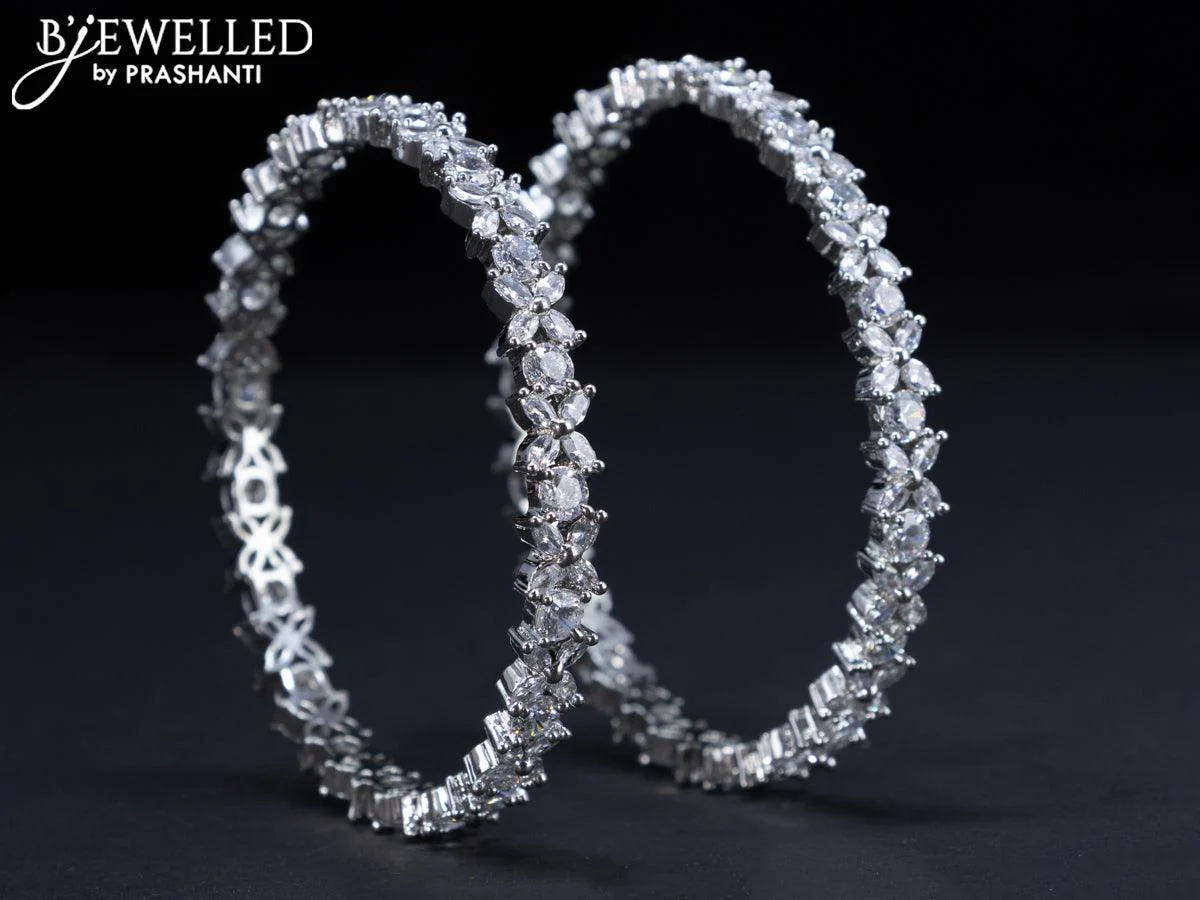 Zircon bangles floral design with cz stones - Image 2