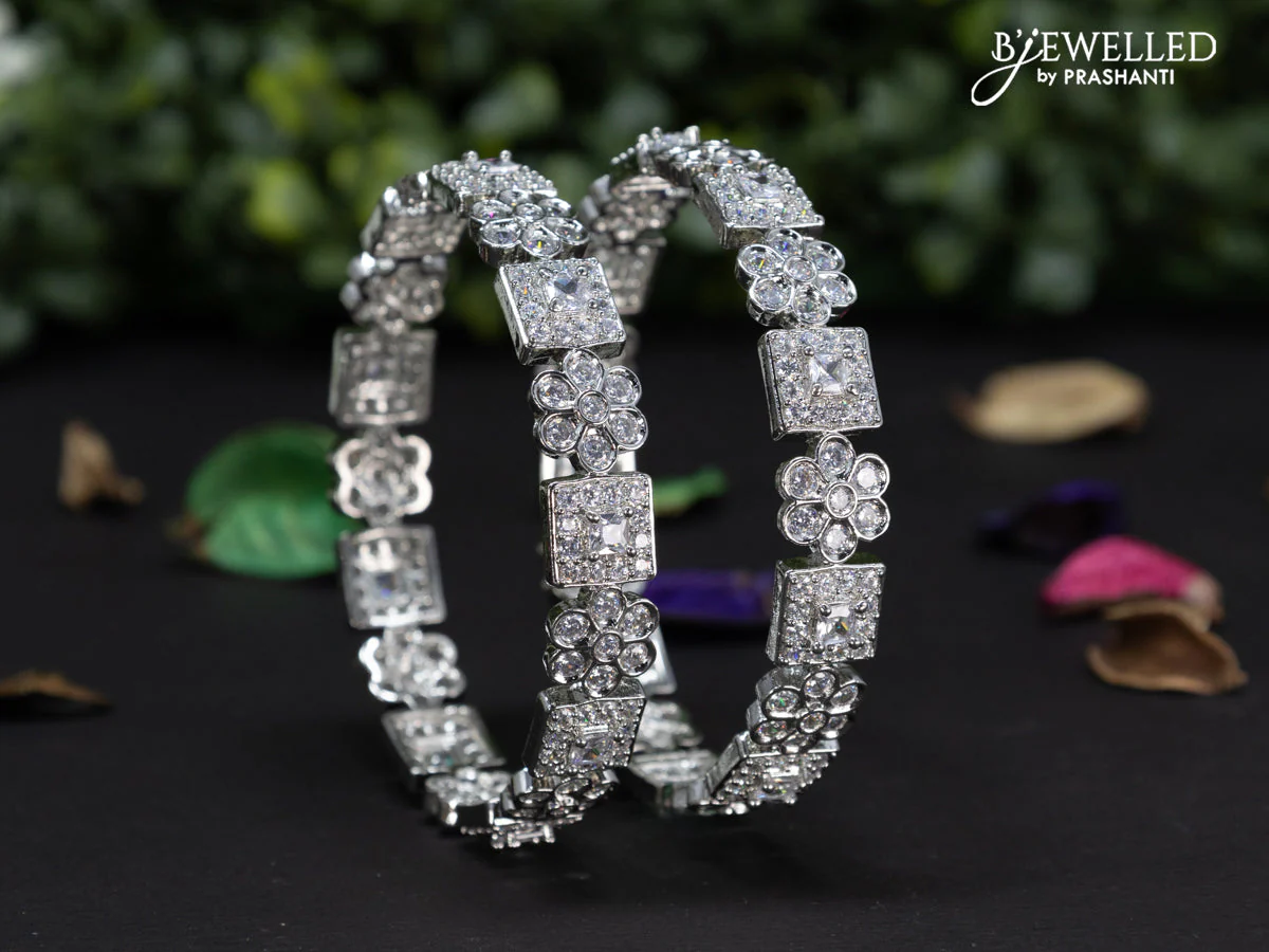 Zircon bangles floral design with cz stones - Image 2