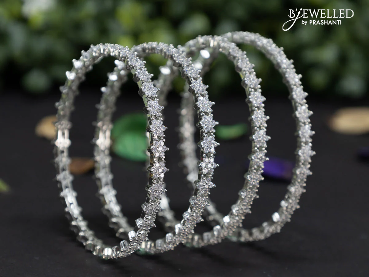 Zircon bangles floral design with cz stones - Image 2