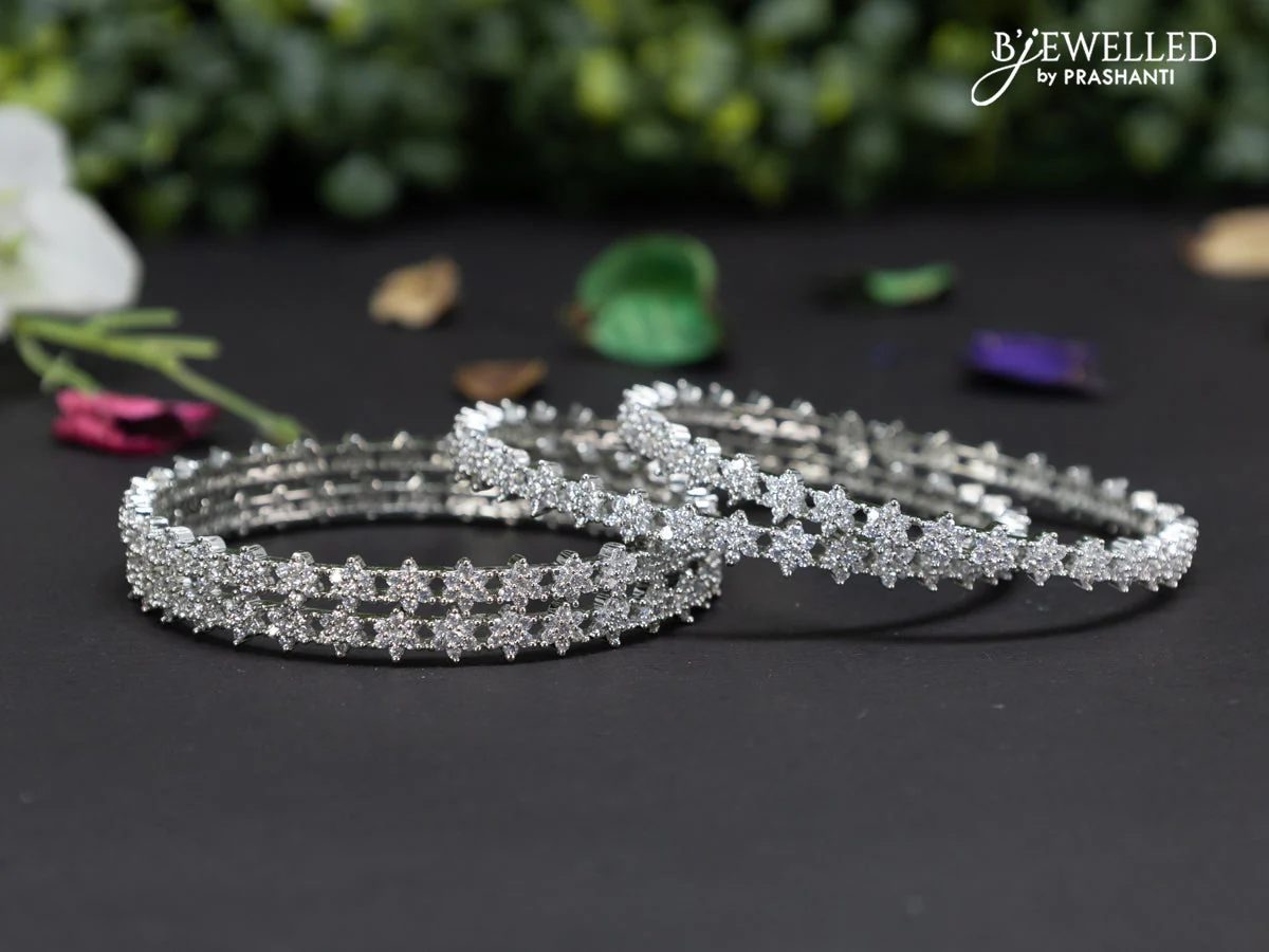 Zircon bangles floral design with cz stones