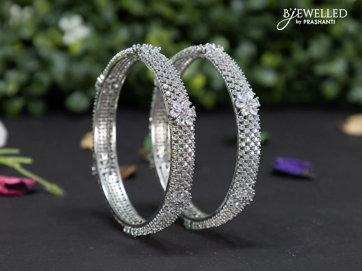 Zircon bangles floral design with cz stones - Image 2