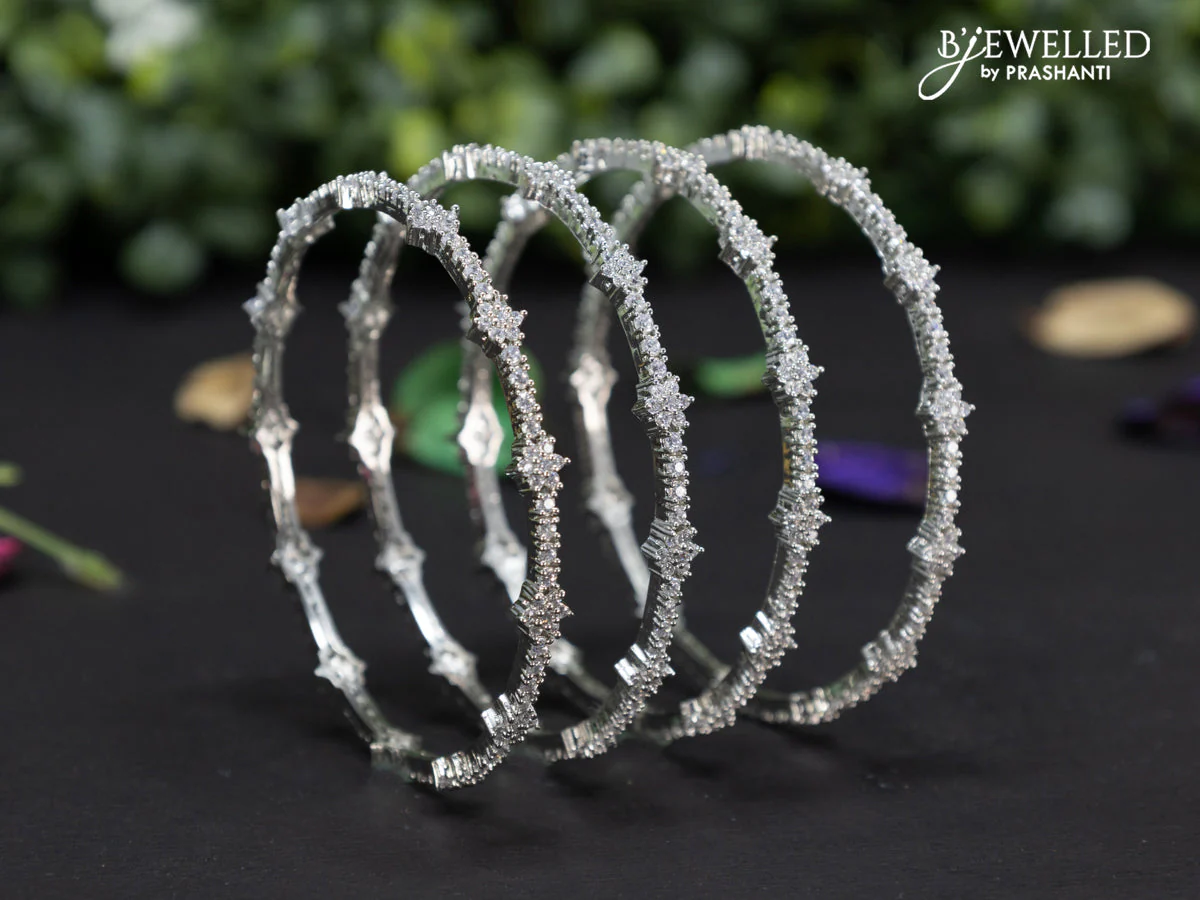 Zircon bangles floral design with cz stones - Image 2