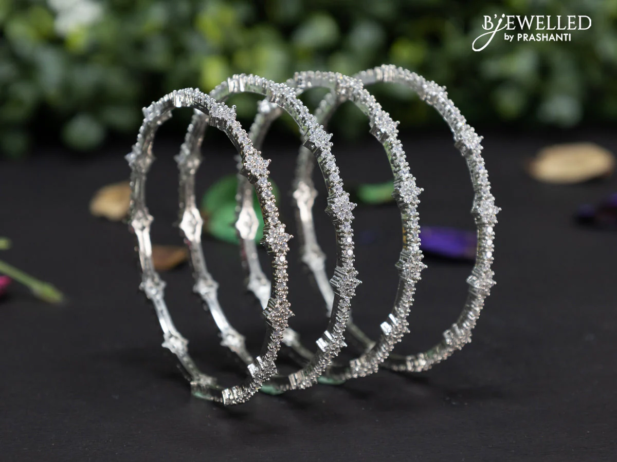 Zircon bangles floral design with cz stones - Image 2
