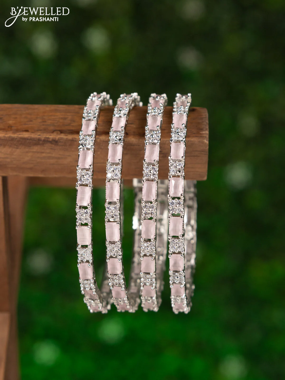 Zircon bangles with baby pink and cz stones