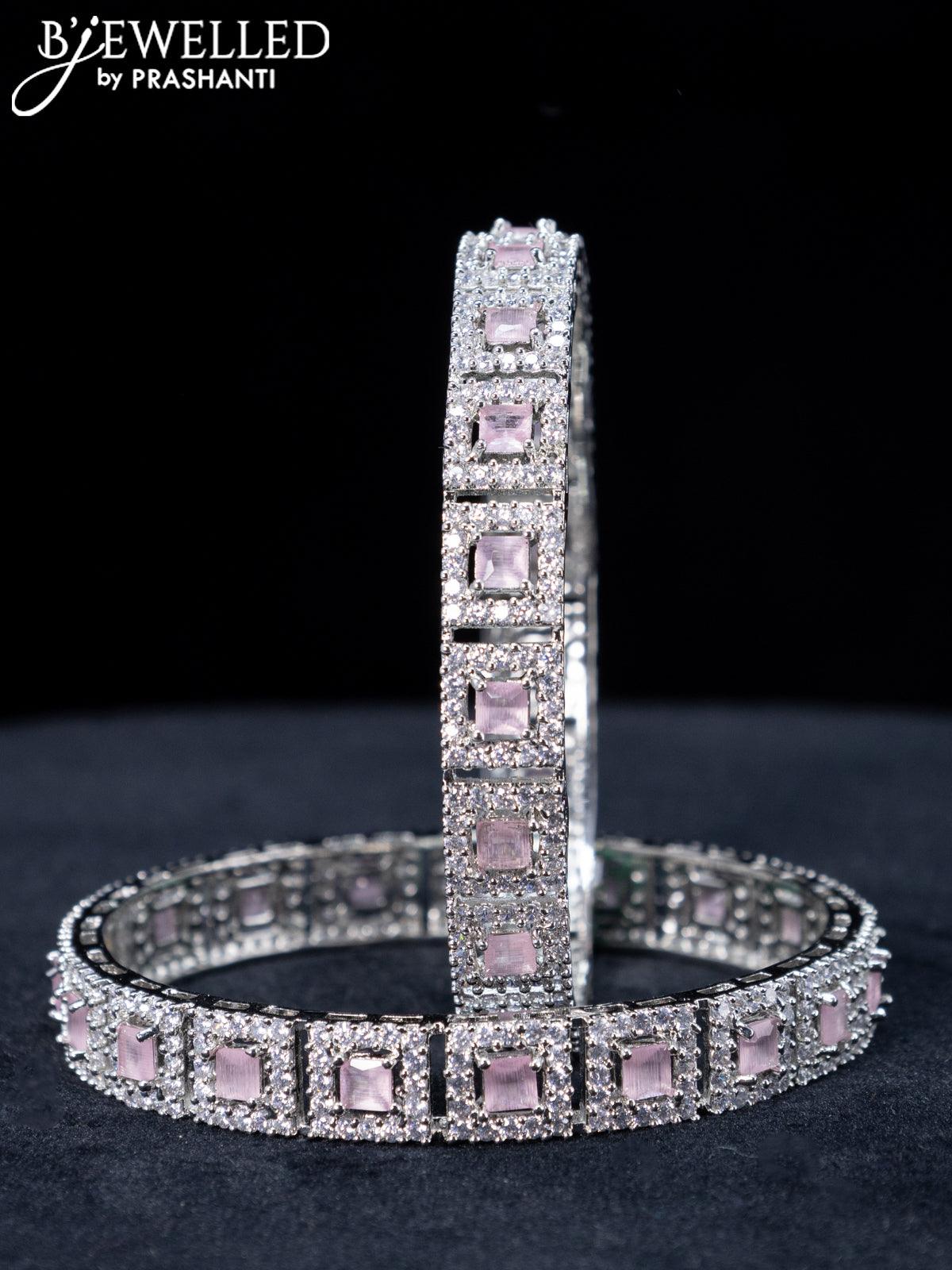 Zircon bangles with baby pink and cz stones