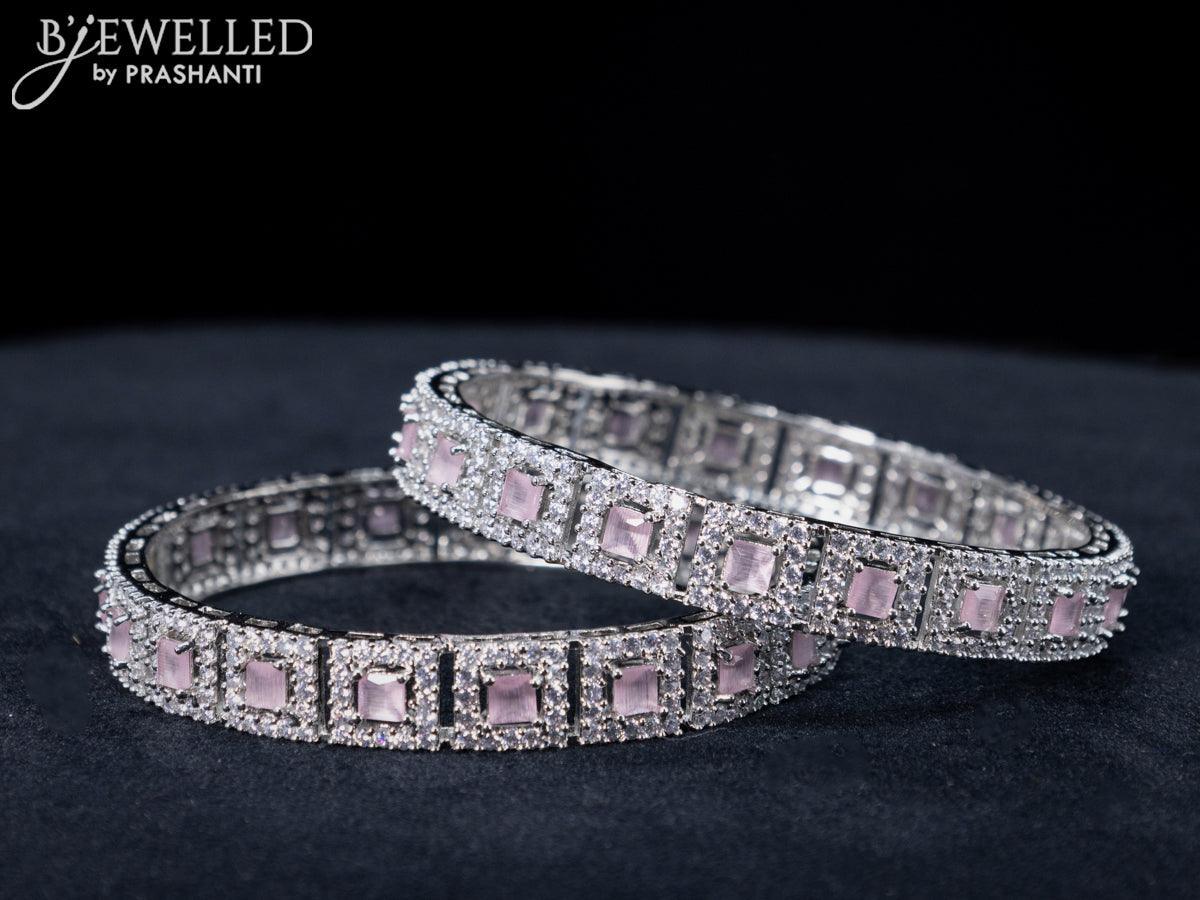 Zircon bangles with baby pink and cz stones - Image 2