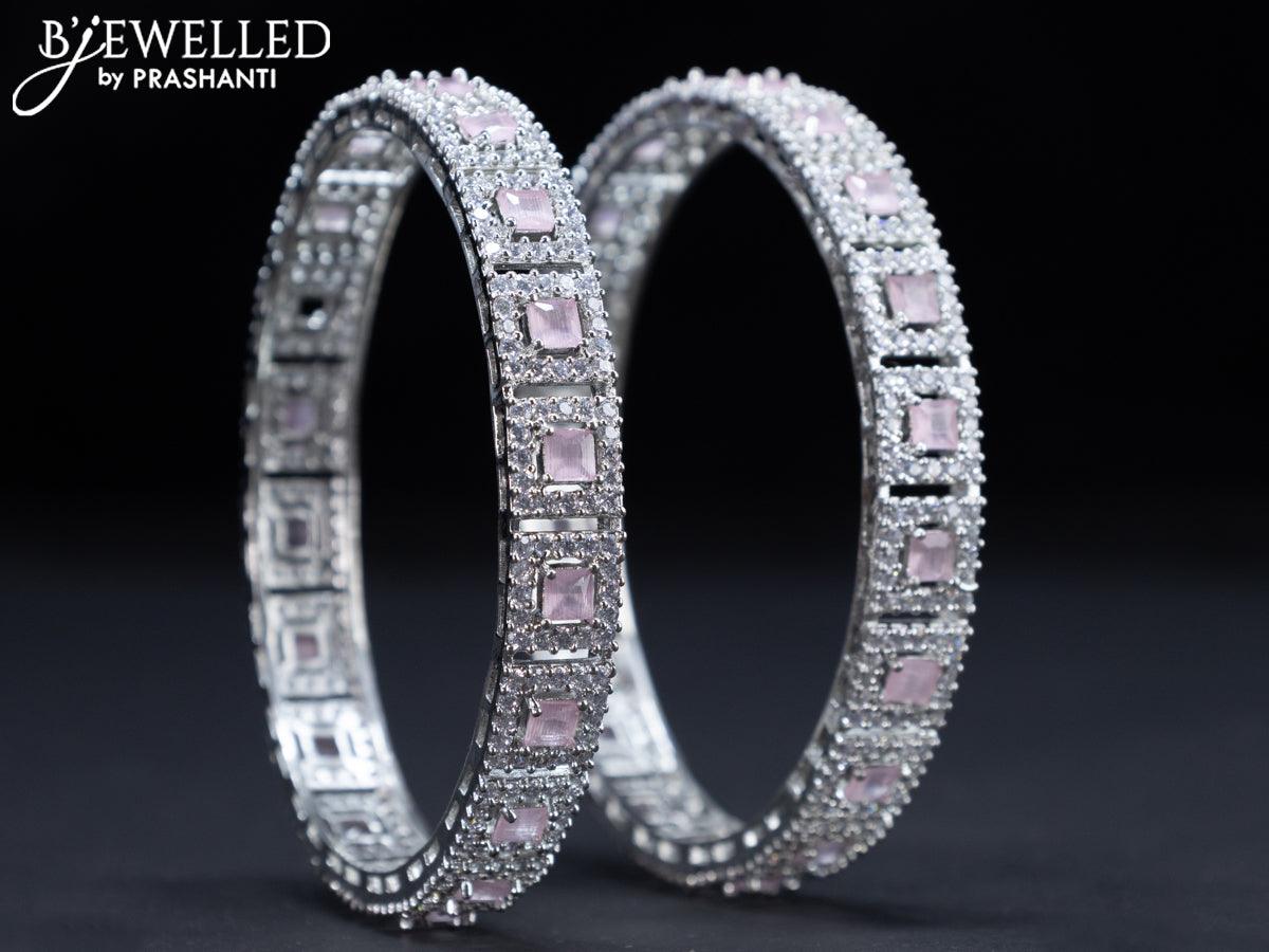 Zircon bangles with baby pink and cz stones - Image 2