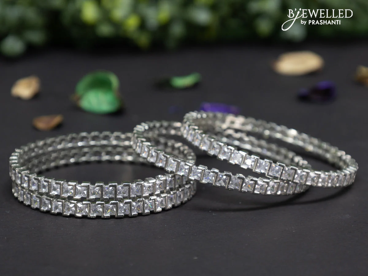 Zircon bangles with cz stones