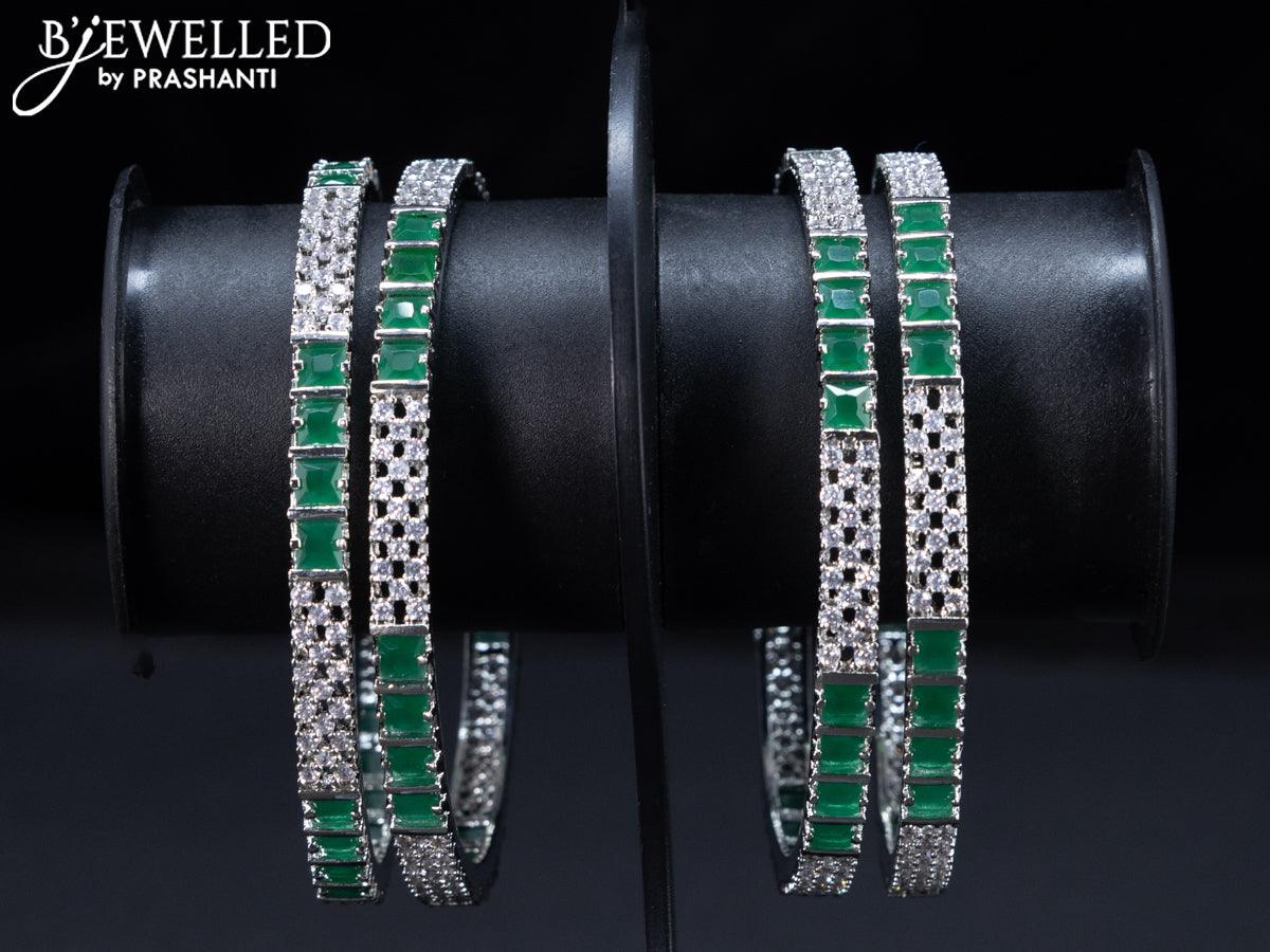 Zircon bangles with emerald and cz stones - Image 2