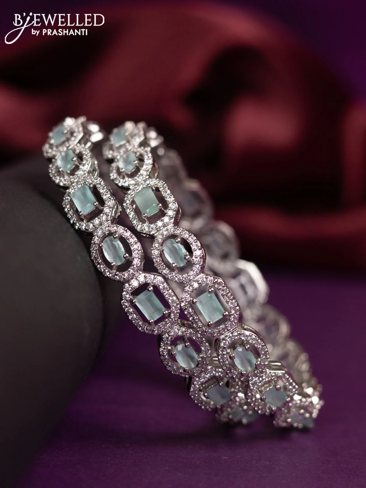 Zircon bangles with mint green and cz stones