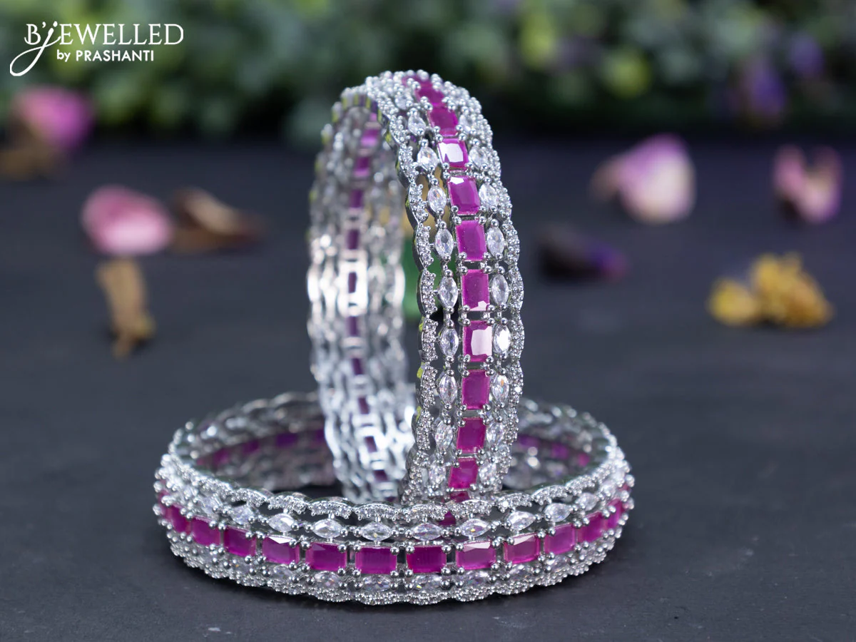 Zircon bangles with ruby and cz stones - Image 2