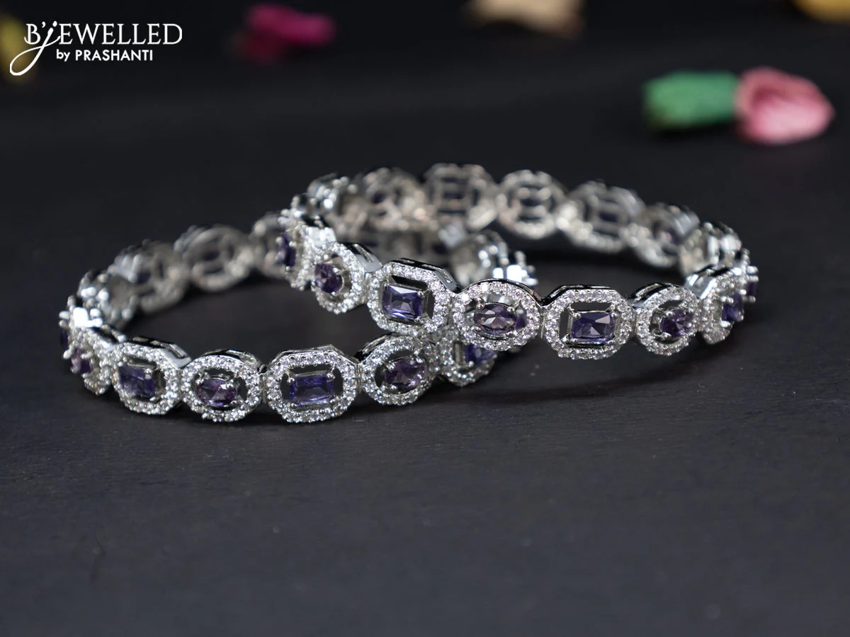 Zircon bangles with violet and cz stones