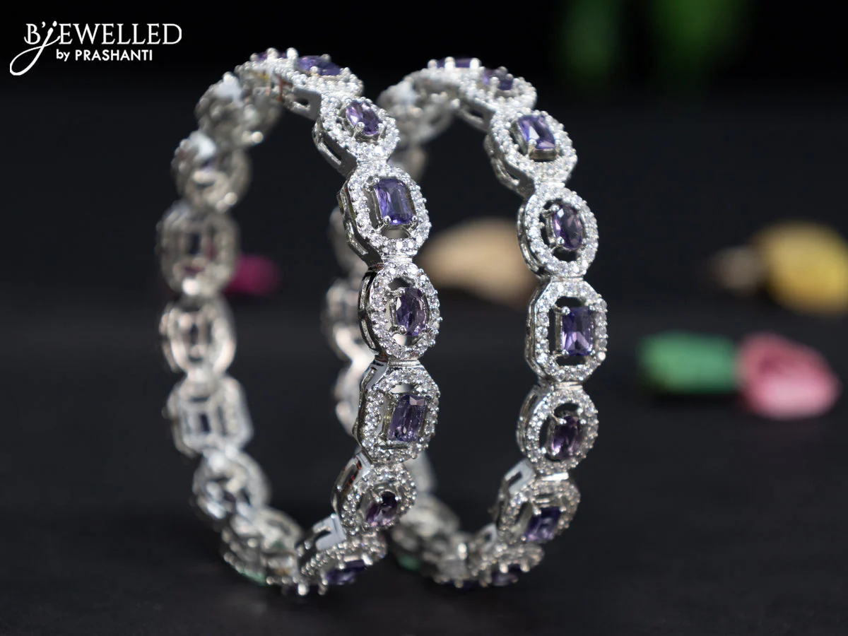 Zircon bangles with violet and cz stones - Image 2