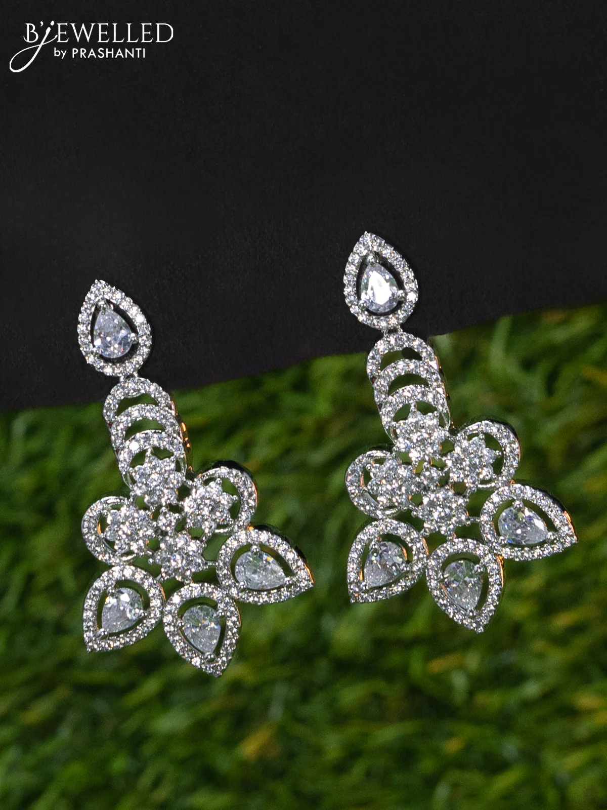Zircon choker floral design with cz stones - Image 2