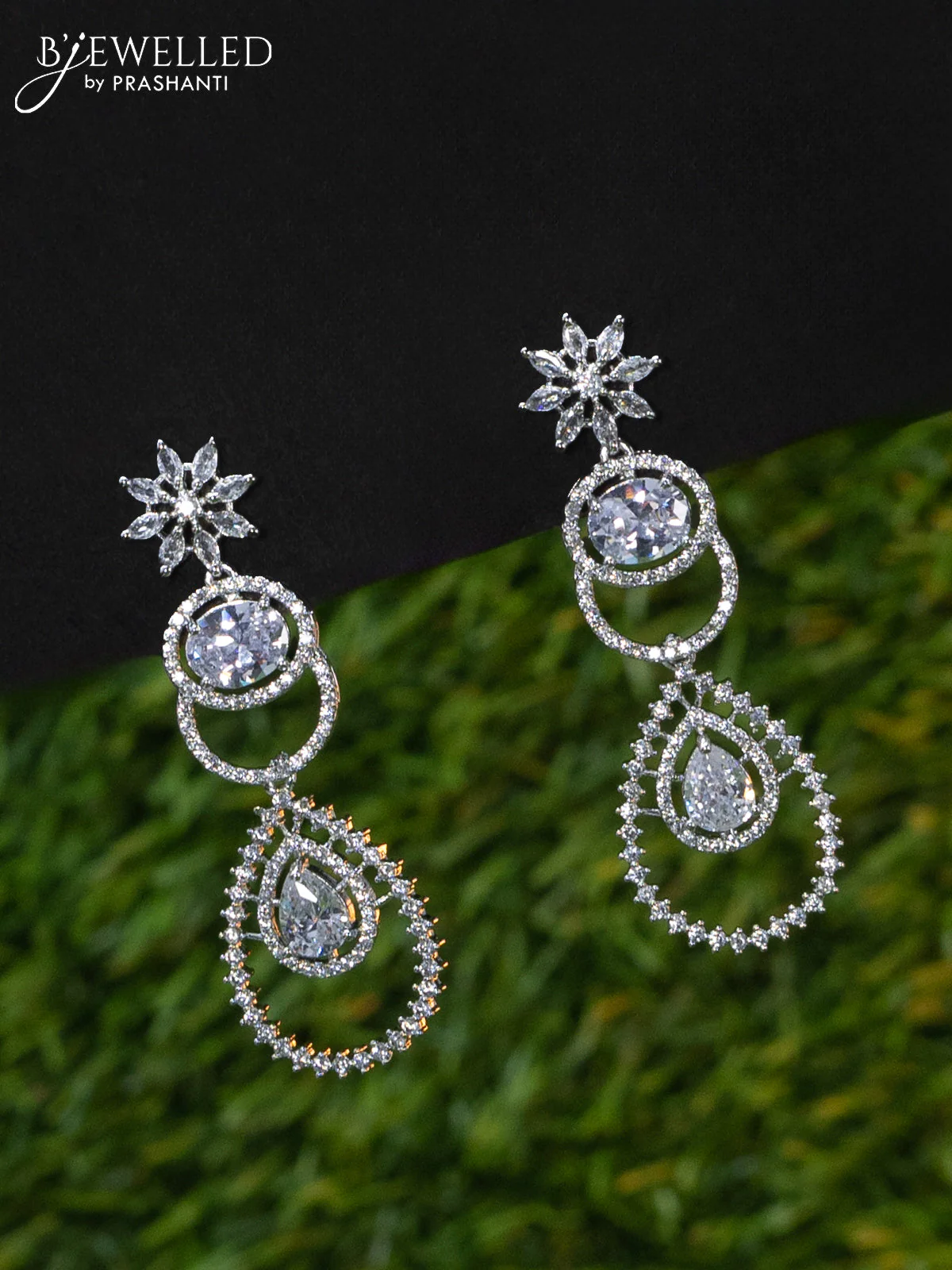 Zircon choker floral design with cz stones - Image 2