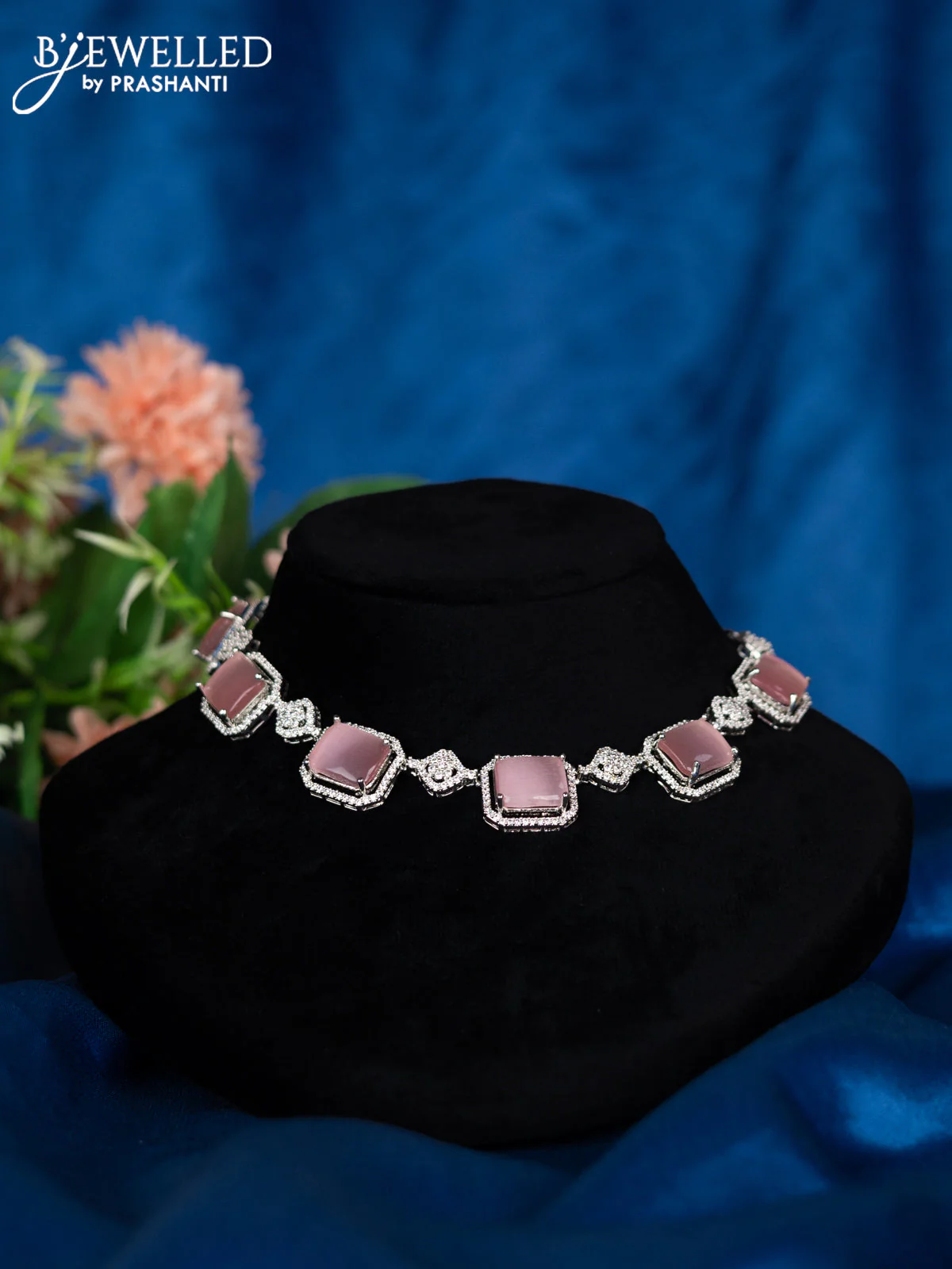 Zircon choker with baby pink and cz stones - Image 2