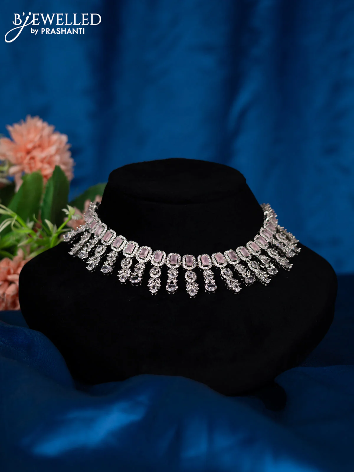 Zircon choker with baby pink and cz stones - Image 2