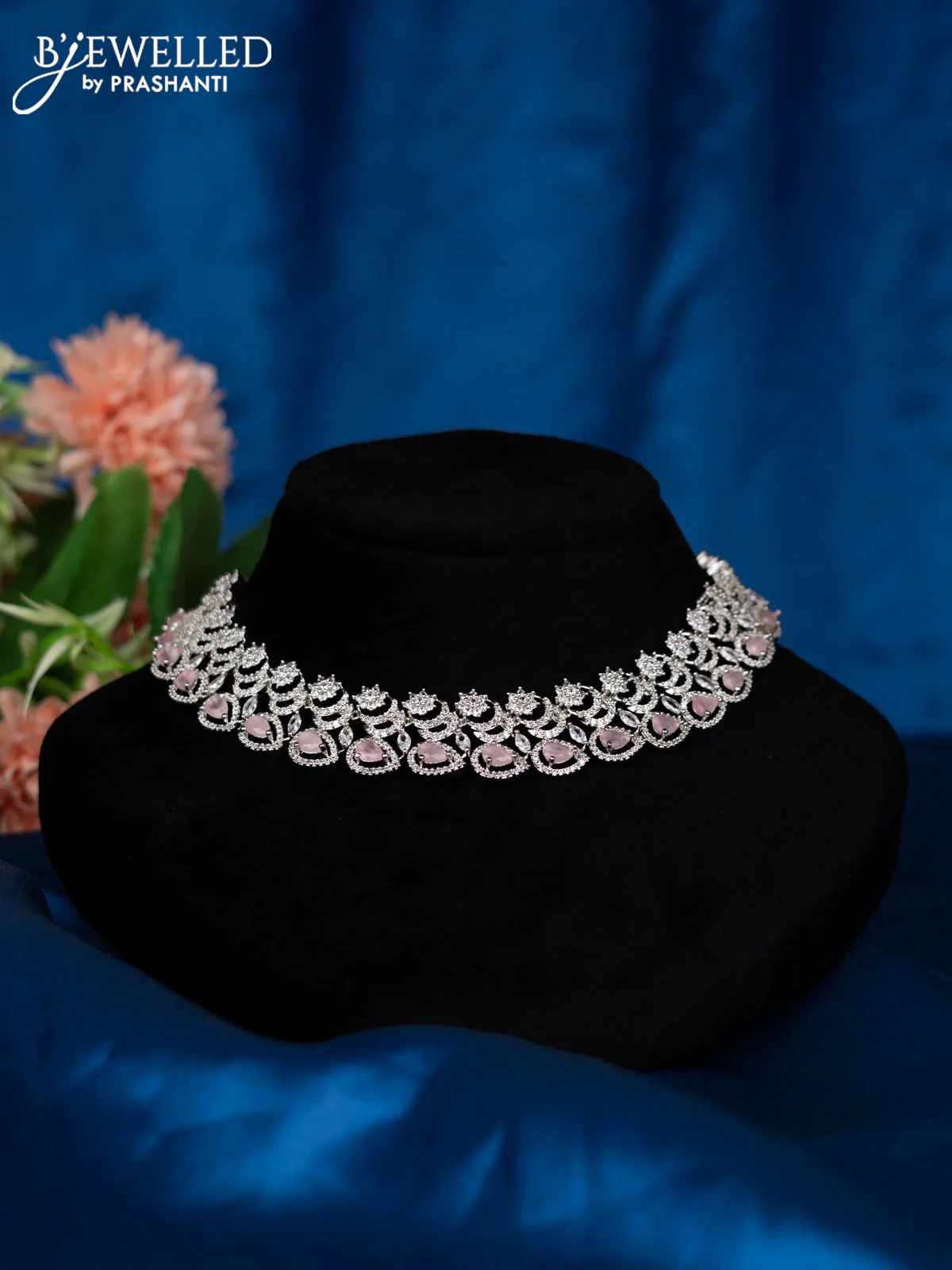 Zircon choker with baby pink and cz stones - Image 2