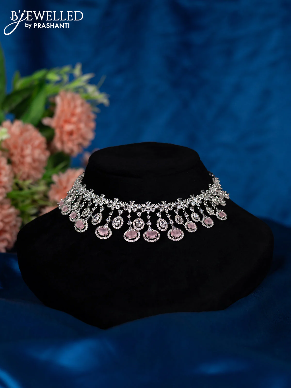 Zircon choker with baby pink and cz stones - Image 2