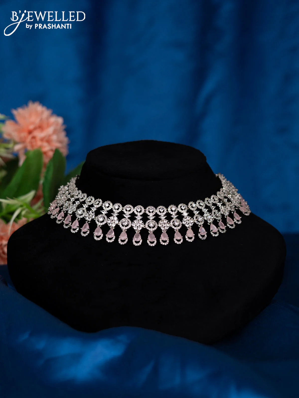 Zircon choker with baby pink and cz stones - Image 2