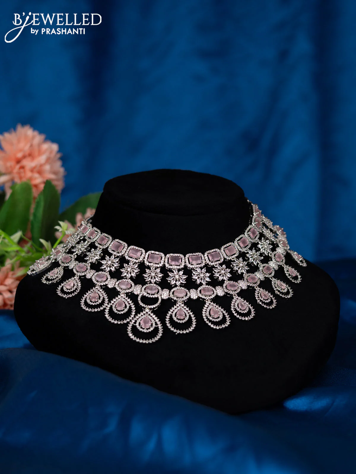 Zircon choker with baby pink and cz stones - Image 2