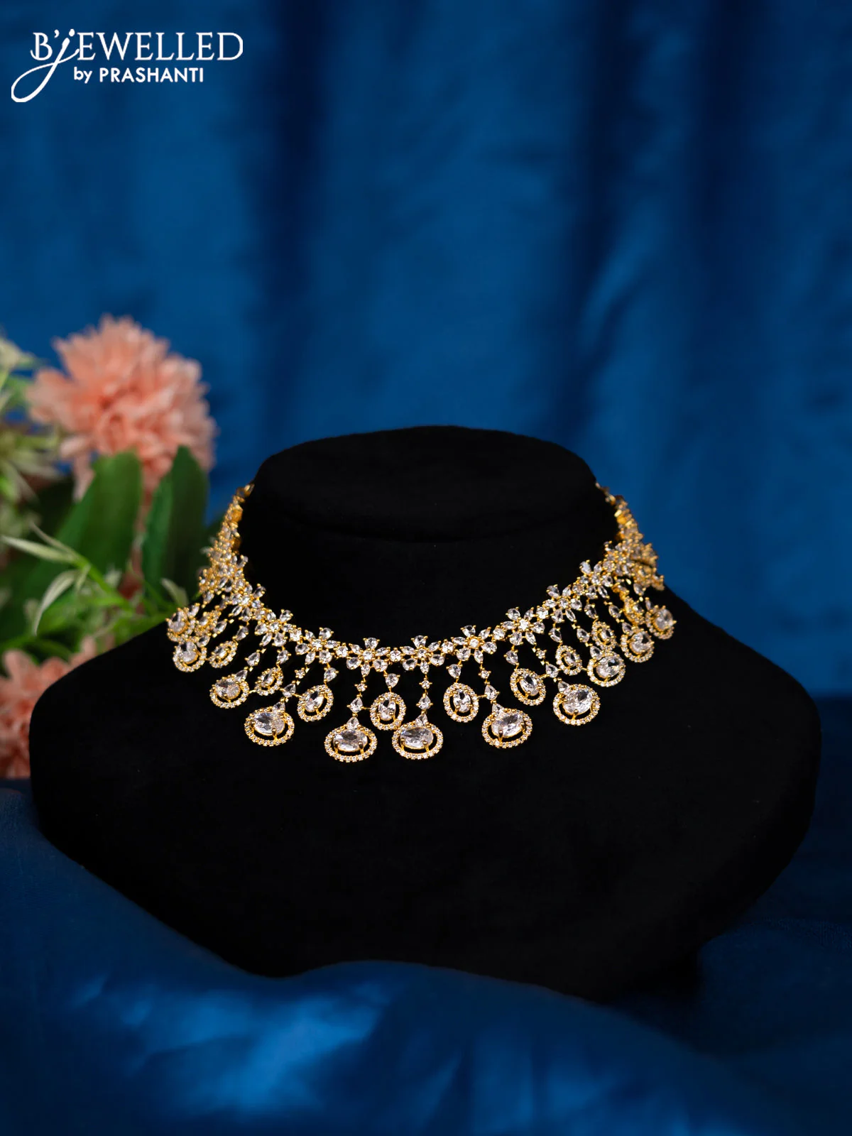 Zircon choker with cz stones in gold finish - Image 2