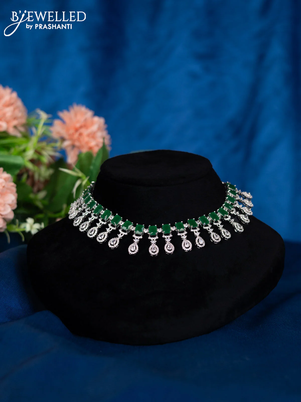Zircon choker with emerald and cz stones - Image 2