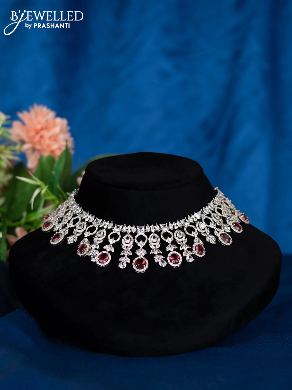 Zircon choker with ruby and cz stones - Image 2