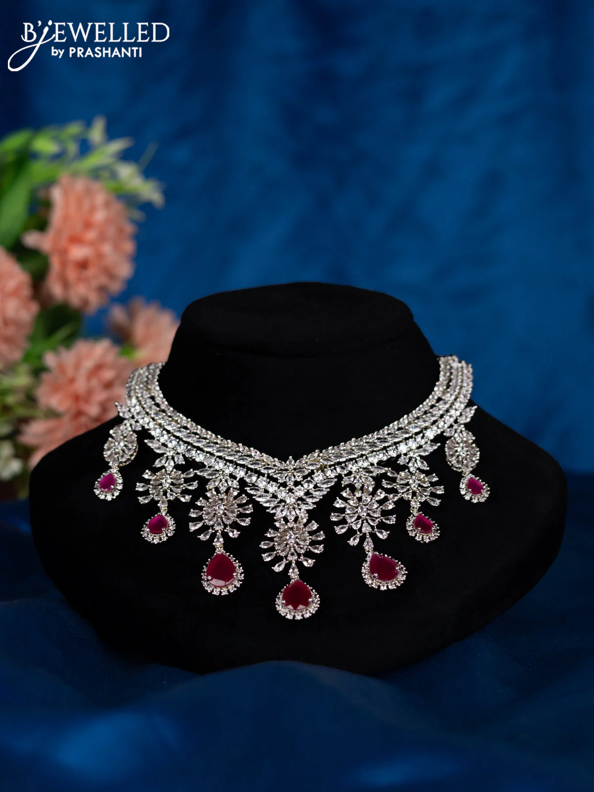 Zircon choker with ruby and cz stones - Image 2
