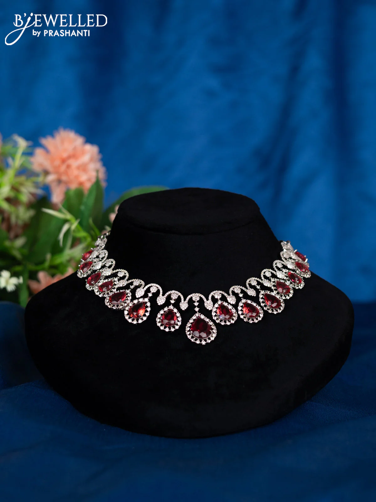 Zircon choker with ruby and cz stones - Image 2