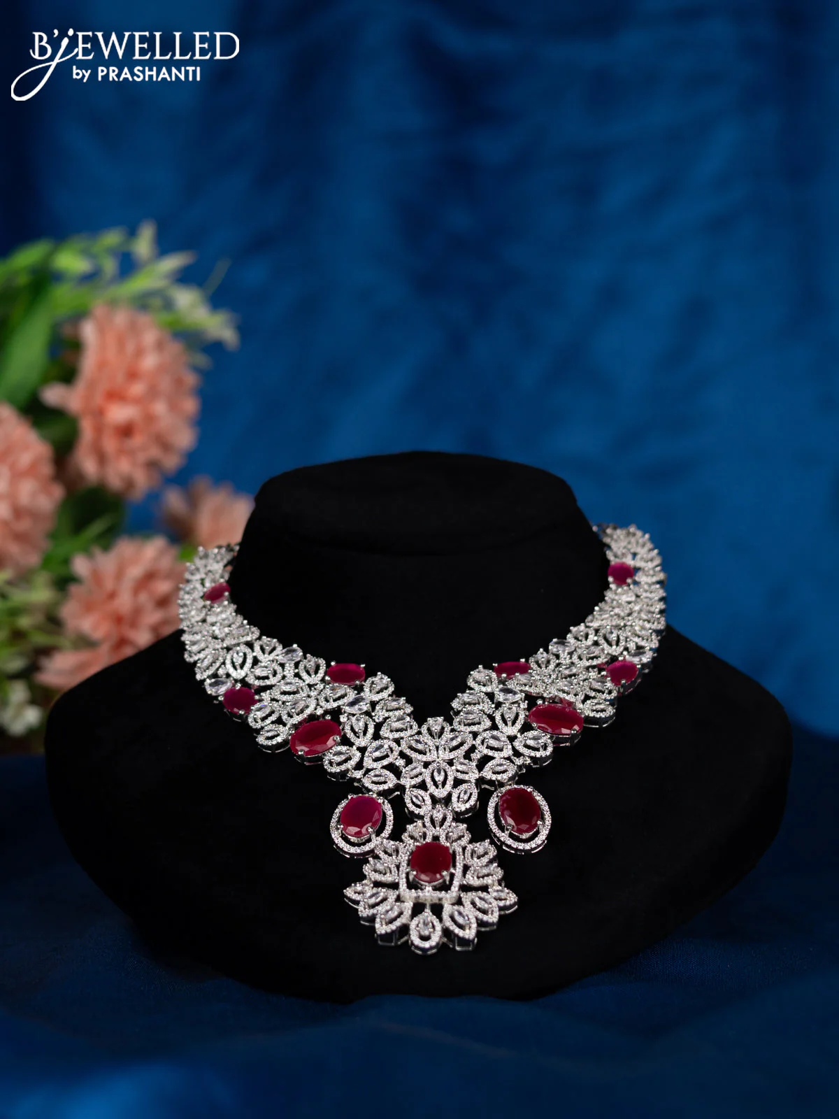 Zircon choker with ruby and cz stones - Image 2
