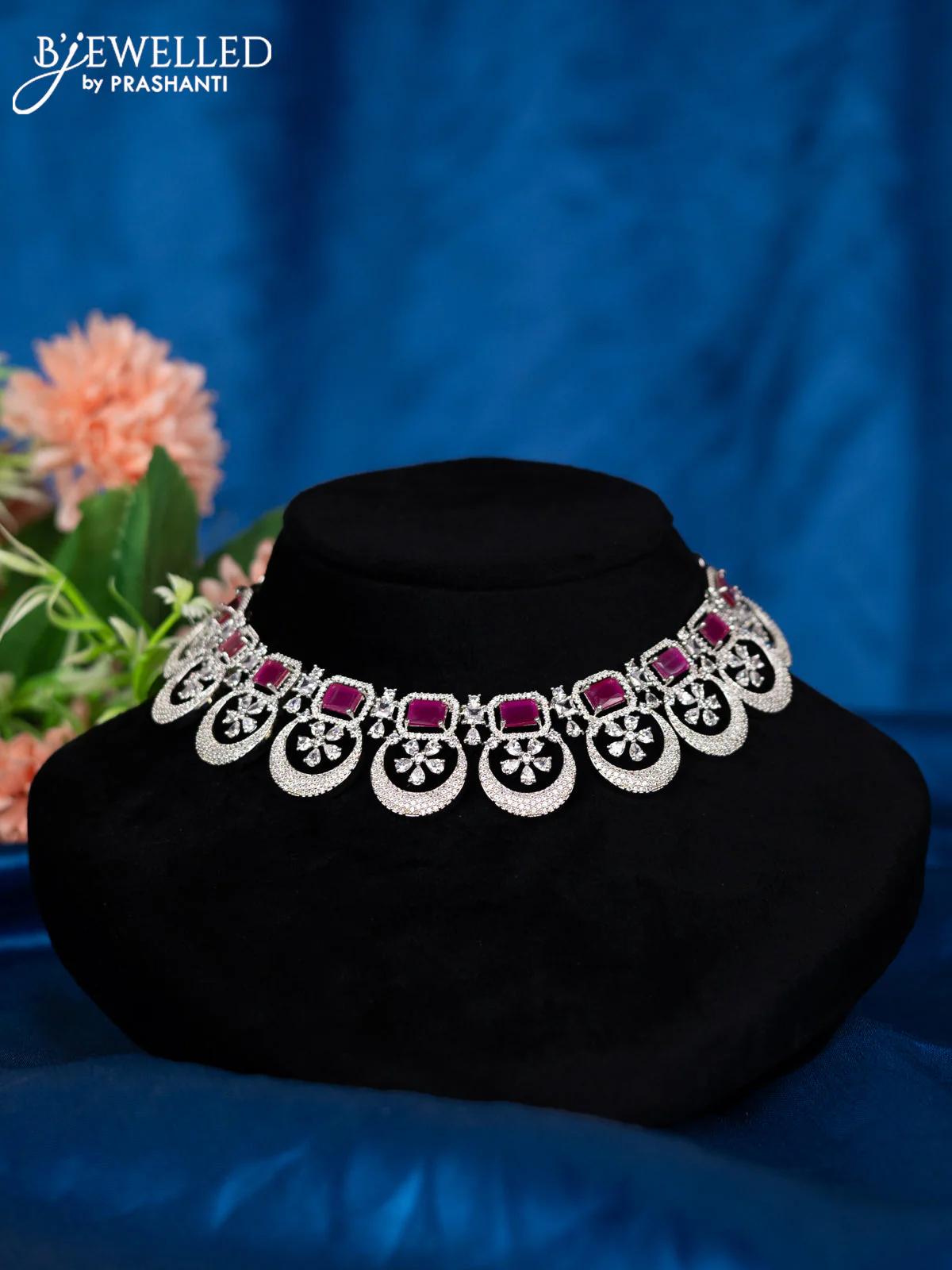 Zircon choker with ruby and cz stones - Image 2