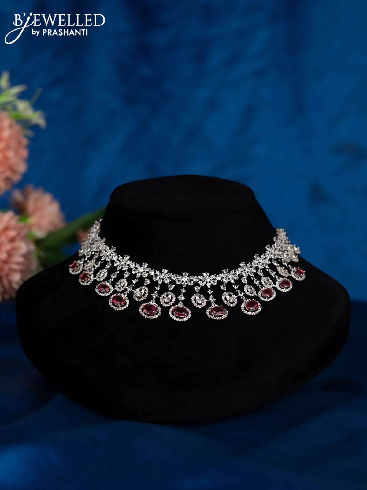 Zircon choker with ruby and cz stones - Image 2