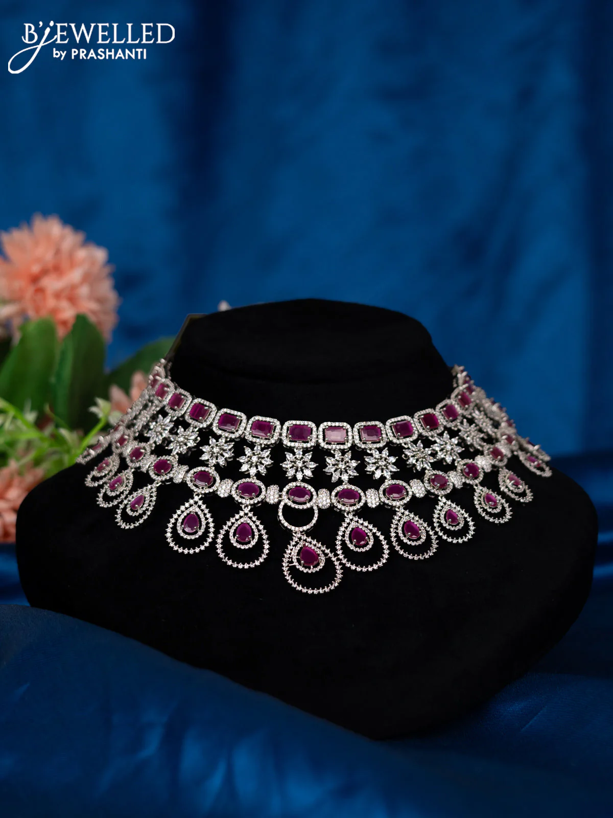 Zircon choker with ruby and cz stones - Image 2