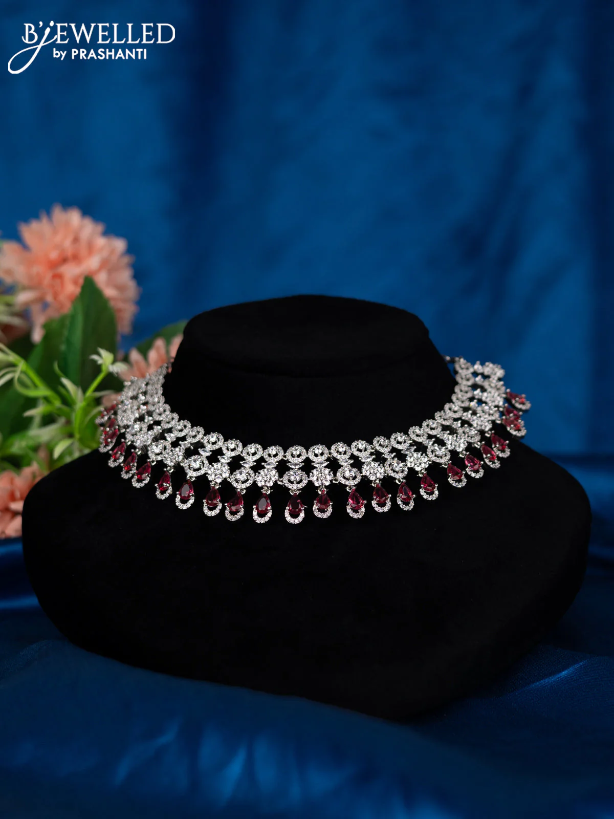 Zircon choker with ruby and cz stones - Image 2