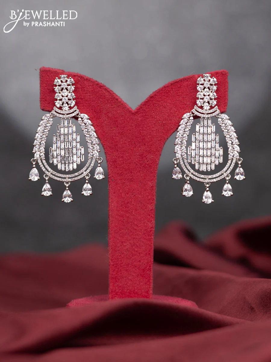 Zircon earring with cz stones and hangings