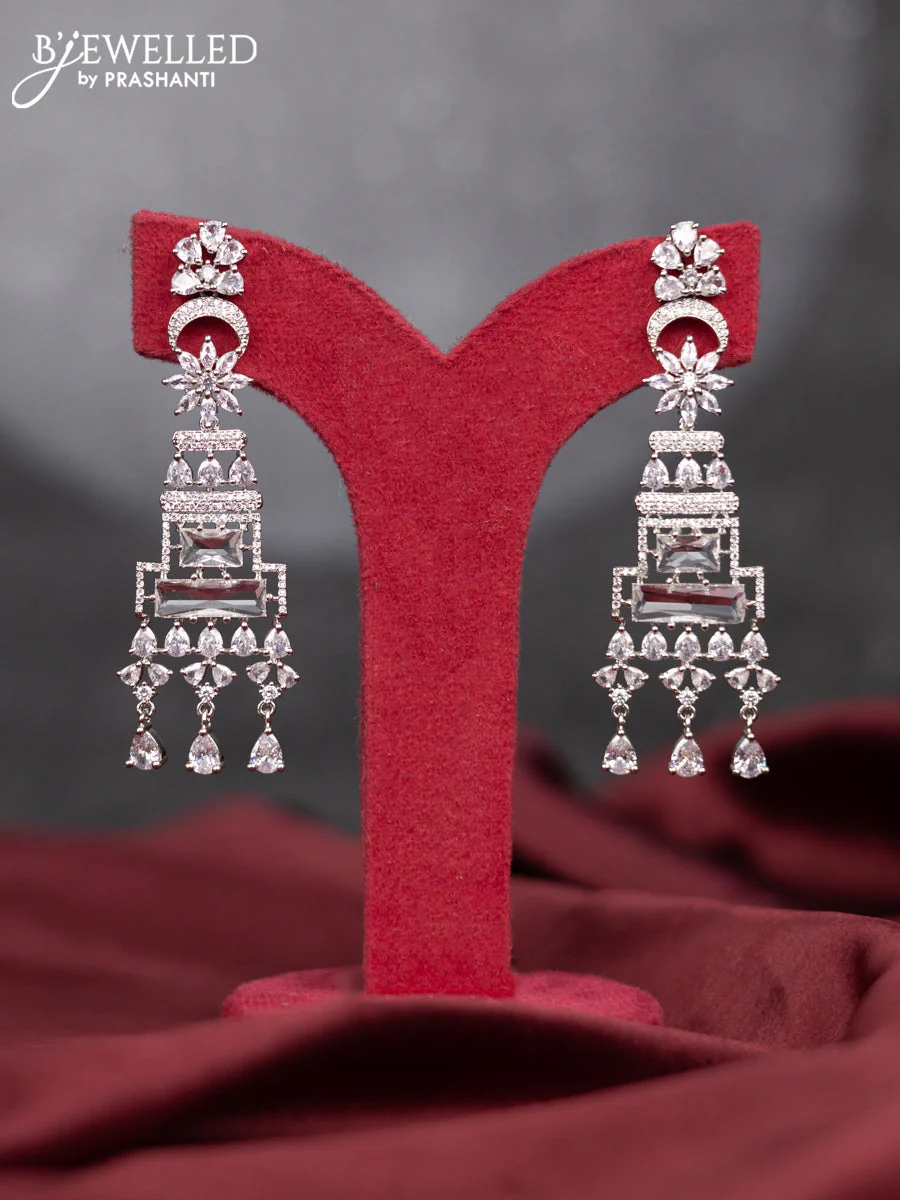 Zircon earring with cz stones and hangings
