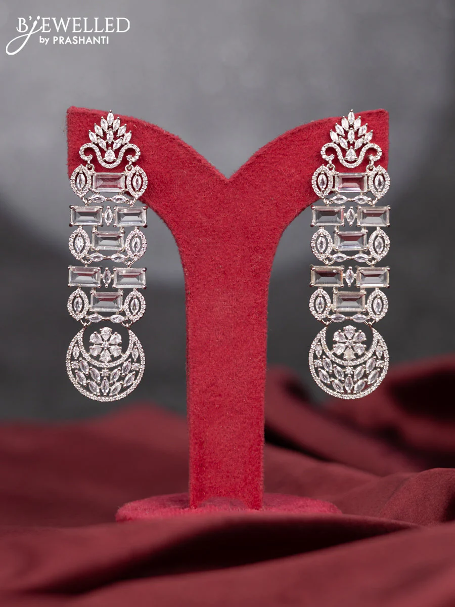 Zircon earring with cz stones and hangings