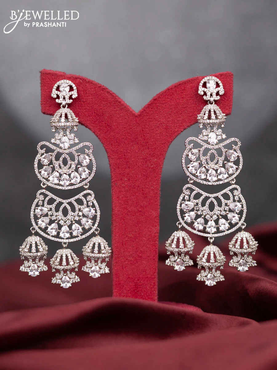 Zircon earring with cz stones and hangings