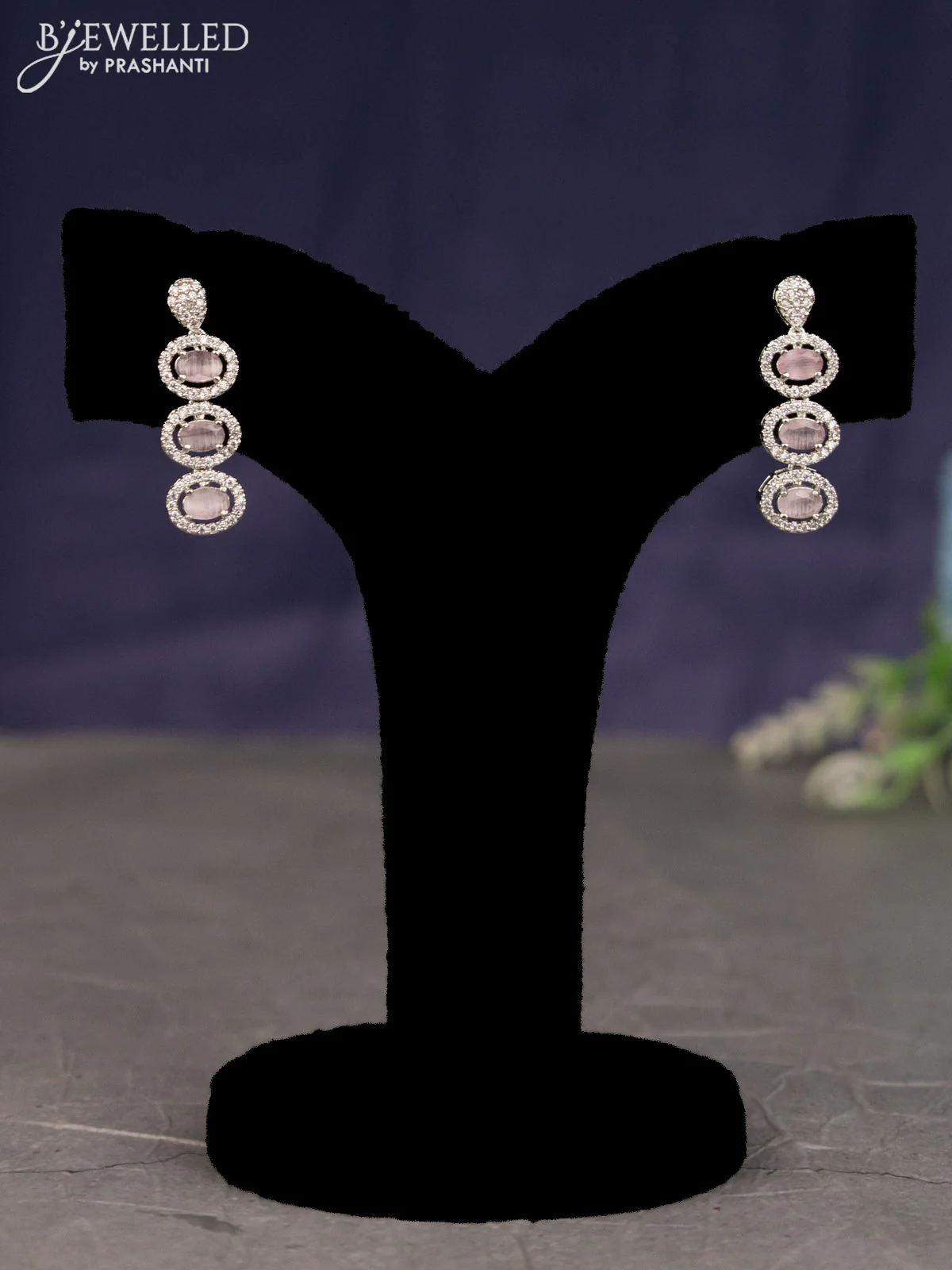 Zircon haaram with baby pink and cz stones - Image 2