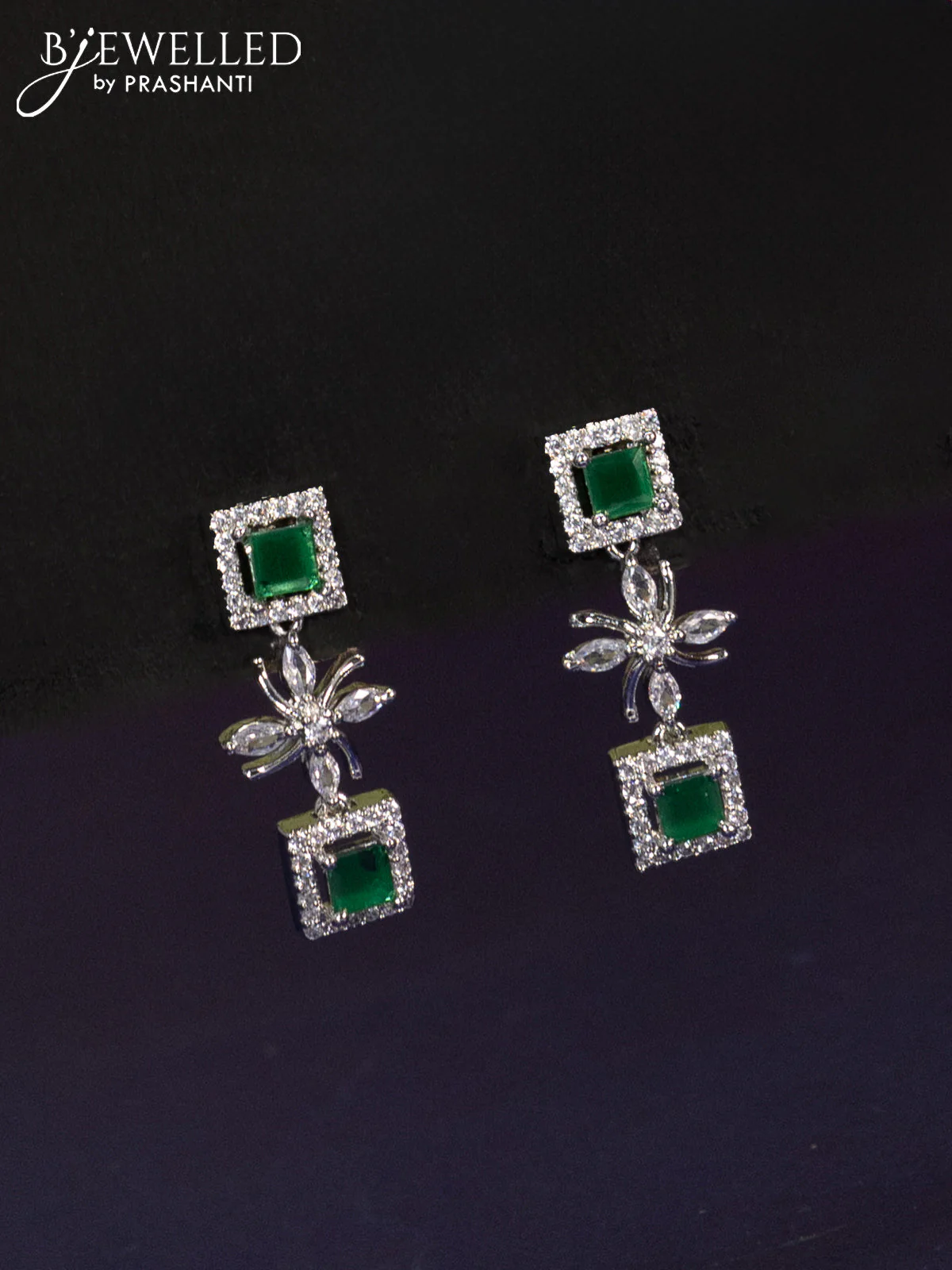 Zircon haaram with emerald and cz stones - Image 2