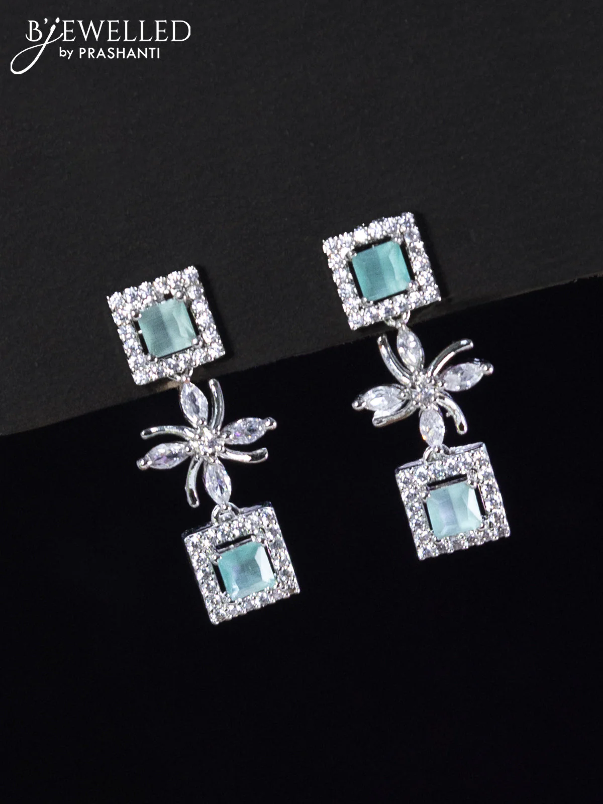 Zircon haaram with mint green and cz stones - Image 2