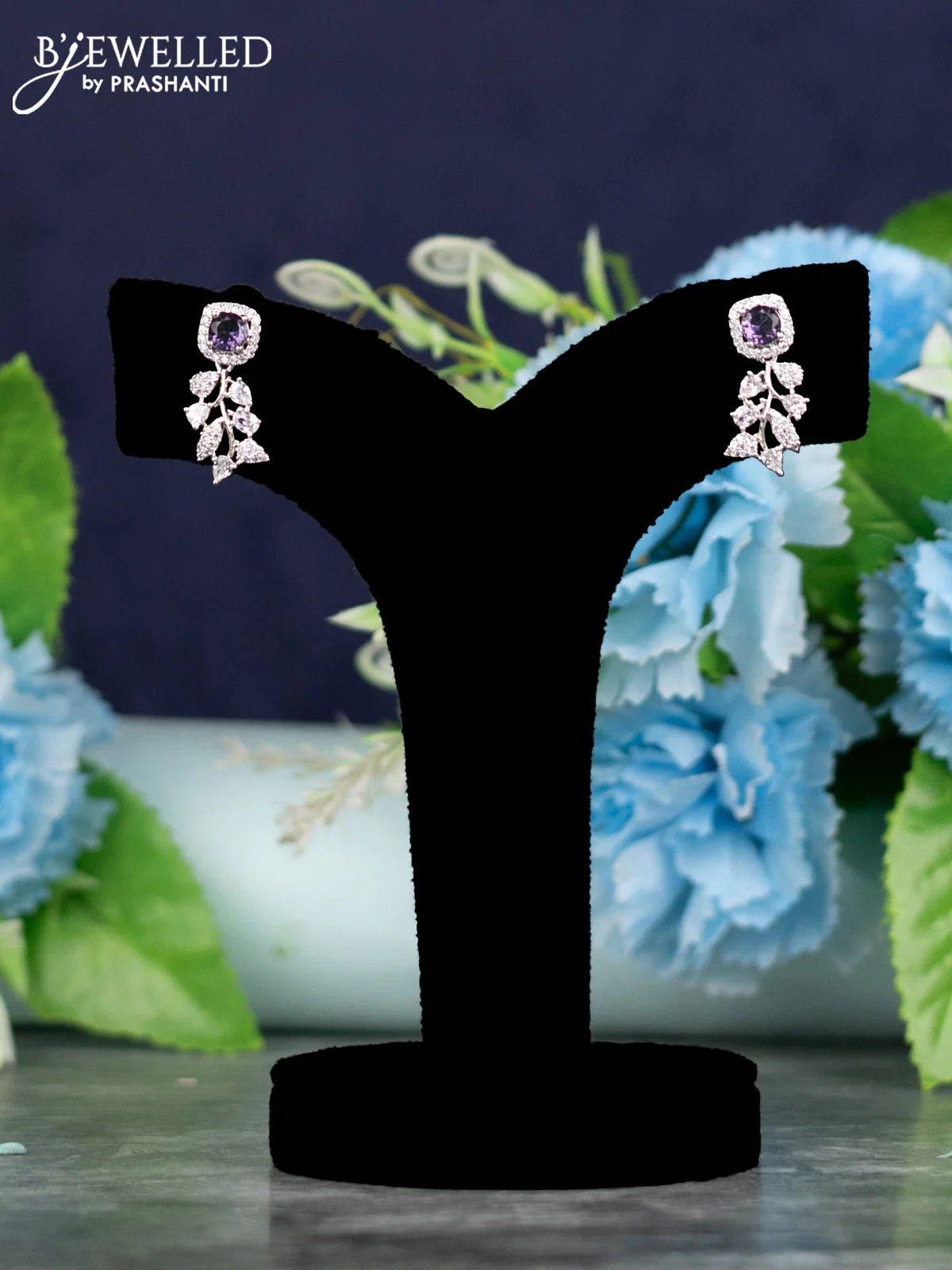 Zircon haaram with violet and cz stone - Image 2