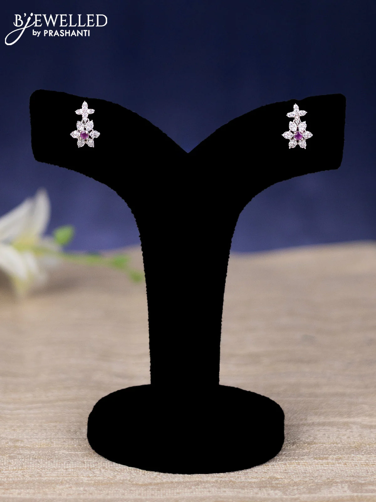 Zircon haram floral design with ruby and cz stones - Image 2